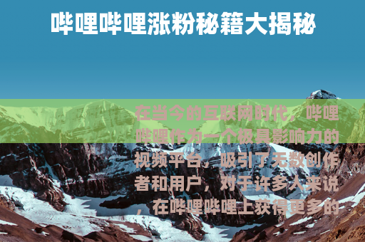 哔哩哔哩涨粉秘籍大揭秘