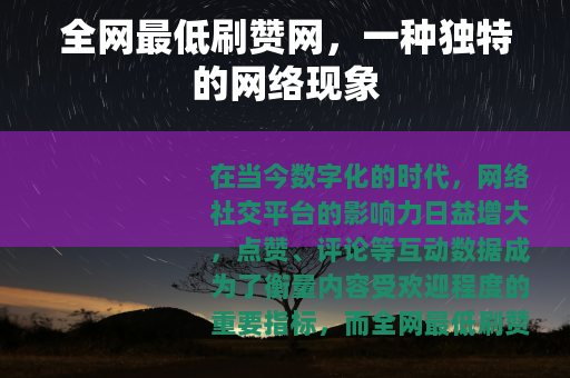 全网最低刷赞网，一种独特的网络现象