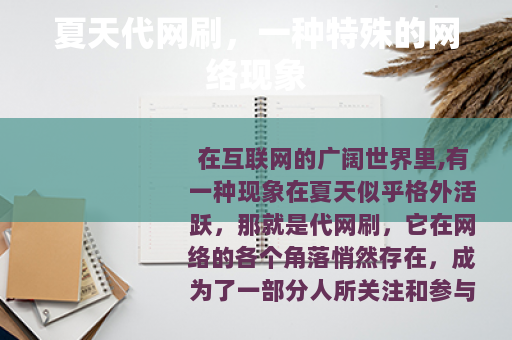 夏天代网刷，一种特殊的网络现象