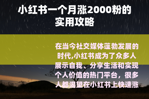 小红书一个月涨2000粉的实用攻略