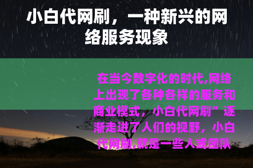 小白代网刷，一种新兴的网络服务现象