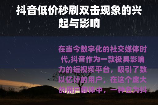 抖音低价秒刷双击现象的兴起与影响