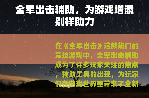 全军出击辅助，为游戏增添别样助力