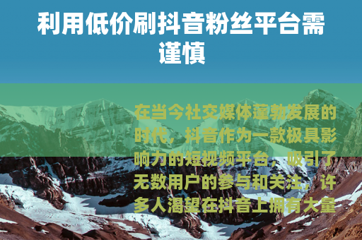 利用低价刷抖音粉丝平台需谨慎