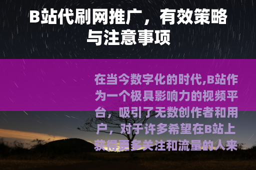 B站代刷网推广，有效策略与注意事项