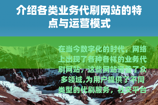 介绍各类业务代刷网站的特点与运营模式