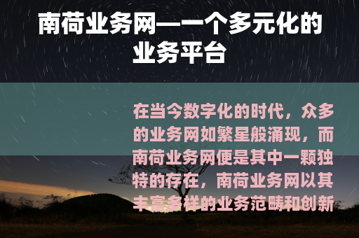 南荷业务网—一个多元化的业务平台
