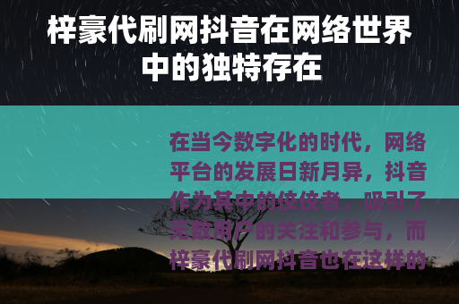 梓豪代刷网抖音在网络世界中的独特存在