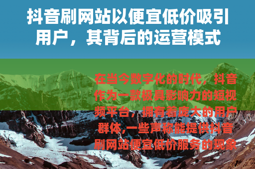 抖音刷网站以便宜低价吸引用户，其背后的运营模式
