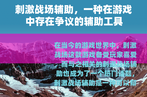 刺激战场辅助，一种在游戏中存在争议的辅助工具
