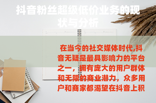 抖音粉丝超级低价业务的现状与分析