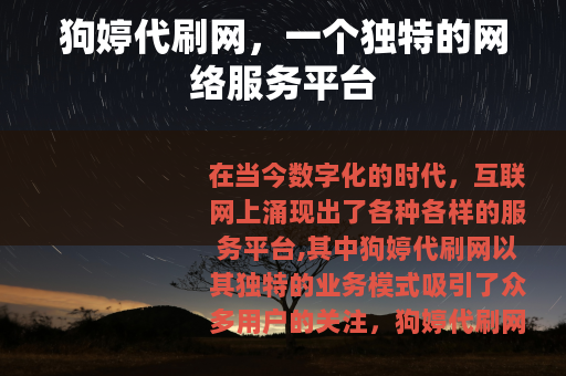 狗婷代刷网，一个独特的网络服务平台