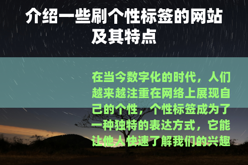 介绍一些刷个性标签的网站及其特点