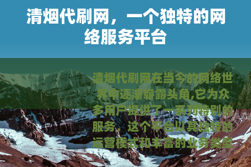 清烟代刷网，一个独特的网络服务平台