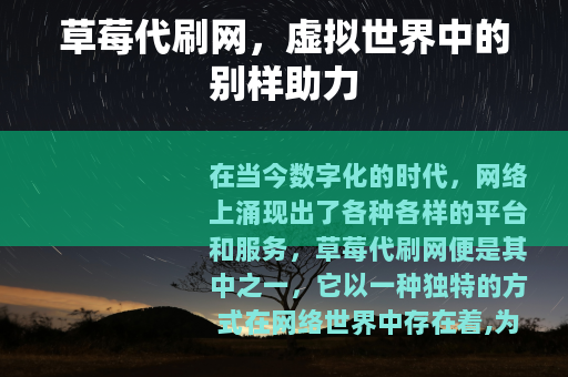 草莓代刷网，虚拟世界中的别样助力