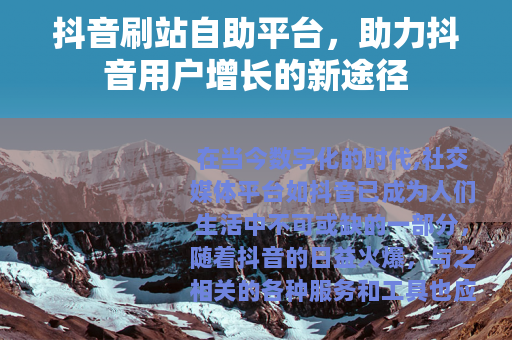 抖音刷站自助平台，助力抖音用户增长的新途径