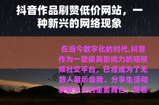 抖音作品刷赞低价网站，一种新兴的网络现象