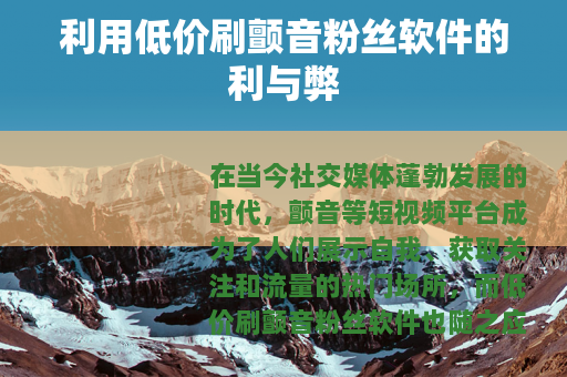 利用低价刷颤音粉丝软件的利与弊