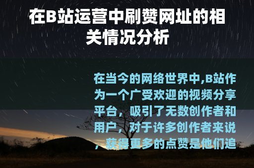 在B站运营中刷赞网址的相关情况分析