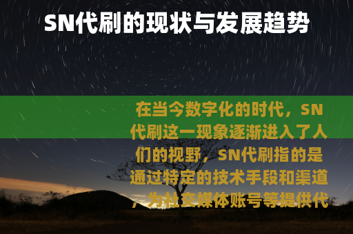 SN代刷的现状与发展趋势