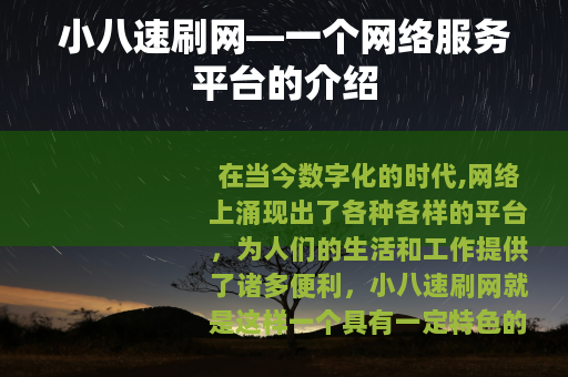 小八速刷网—一个网络服务平台的介绍