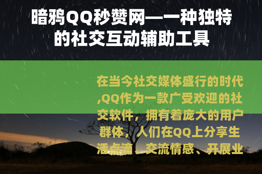 暗鸦QQ秒赞网—一种独特的社交互动辅助工具