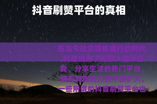 抖音刷赞平台的真相