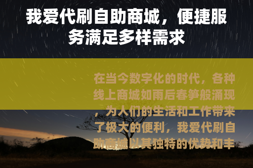 我爱代刷自助商城，便捷服务满足多样需求