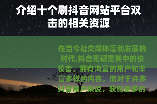 介绍十个刷抖音网站平台双击的相关资源