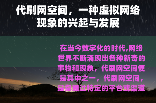 代刷网空间，一种虚拟网络现象的兴起与发展