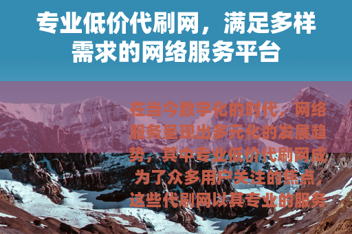 专业低价代刷网，满足多样需求的网络服务平台