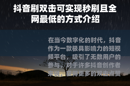 抖音刷双击可实现秒刷且全网最低的方式介绍
