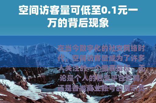 空间访客量可低至0.1元一万的背后现象