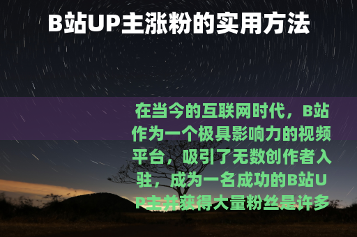 B站UP主涨粉的实用方法