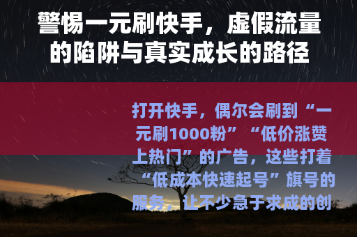 警惕一元刷快手，虚假流量的陷阱与真实成长的路径