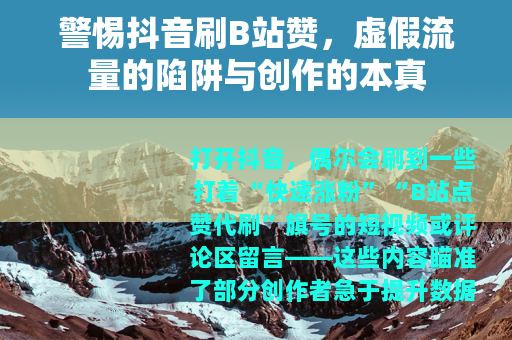 警惕抖音刷B站赞，虚假流量的陷阱与创作的本真