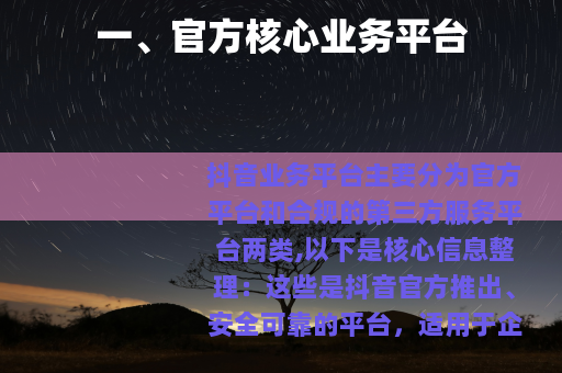 一、官方核心业务平台