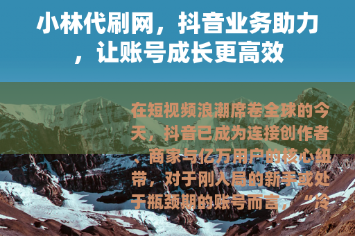 小林代刷网，抖音业务助力，让账号成长更高效
