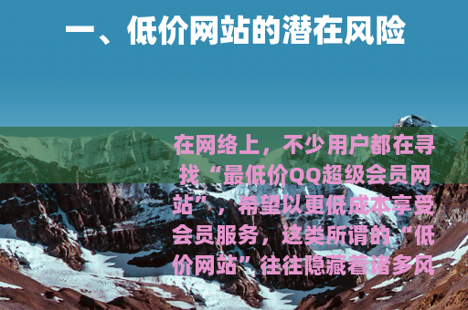 一、低价网站的潜在风险