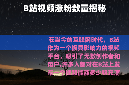 B站视频涨粉数量揭秘