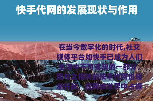 快手代网的发展现状与作用