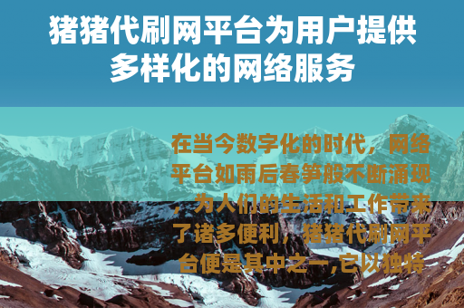 猪猪代刷网平台为用户提供多样化的网络服务