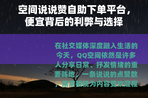 空间说说赞自助下单平台，便宜背后的利弊与选择