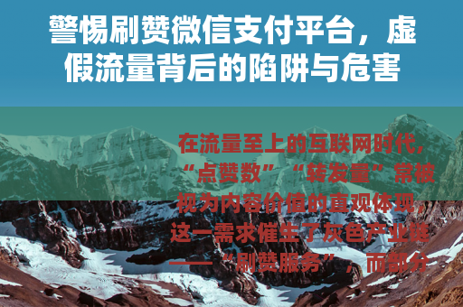 警惕刷赞微信支付平台，虚假流量背后的陷阱与危害