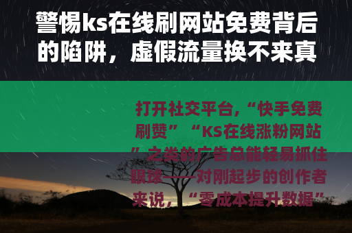 警惕ks在线刷网站免费背后的陷阱，虚假流量换不来真实价值