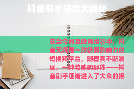 抖音刷手现象大揭秘