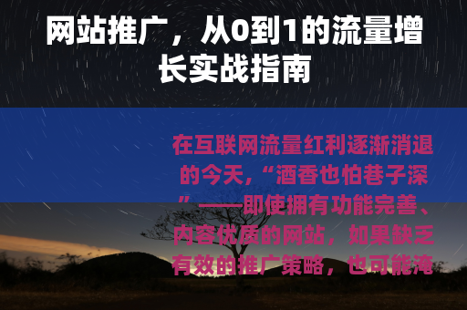 网站推广，从0到1的流量增长实战指南