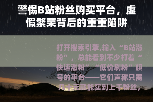 警惕B站粉丝购买平台，虚假繁荣背后的重重陷阱