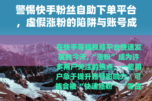警惕快手粉丝自助下单平台，虚假涨粉的陷阱与账号成长的正道