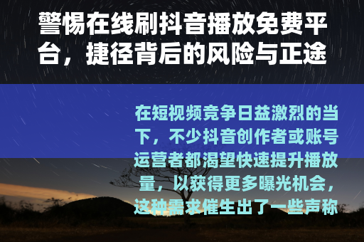 警惕在线刷抖音播放免费平台，捷径背后的风险与正途